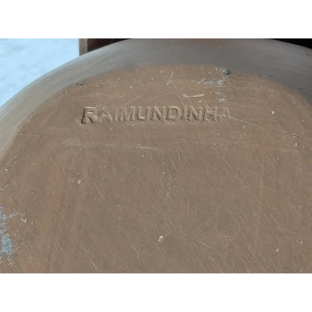 Vintage Raimundinha Brazilian Folk Pottery Lidded Clay Bean Pot